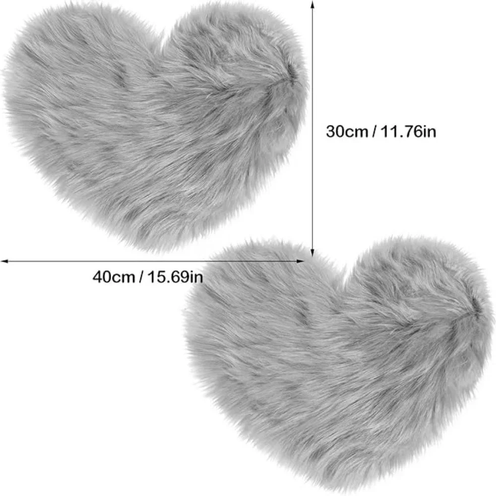 2pcs fluffy heart shaped rug faux area